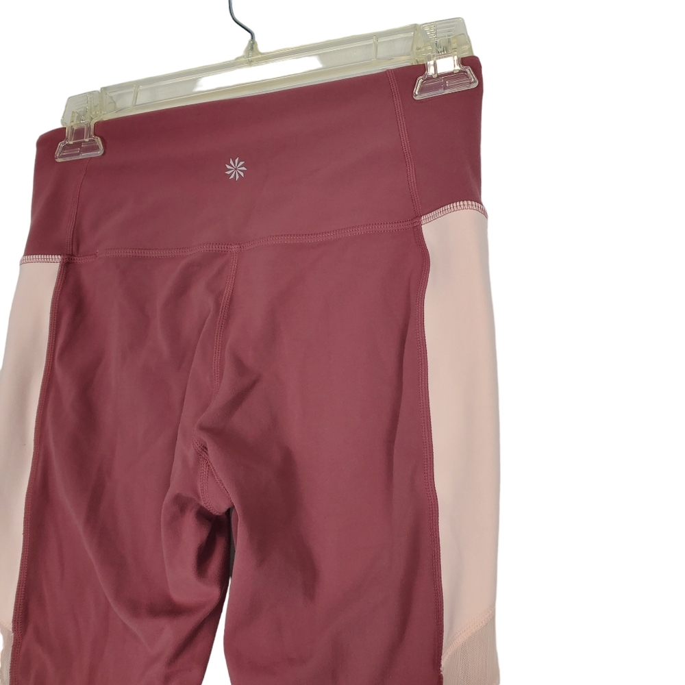 Athleta Two Tone Blush Rose Womens Stretch Leggings Mesh Inlay Size Small - Picture 7 of 15